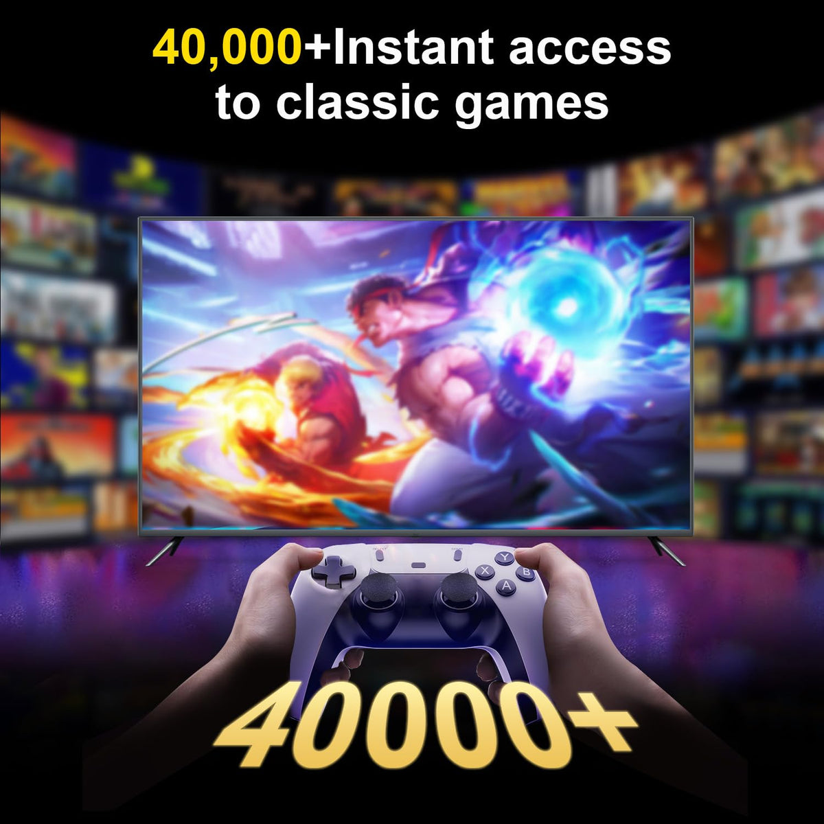 4K HDMI Retro Gaming Console with 64GB TF Card and 2.4G Wireless Controllers H49207