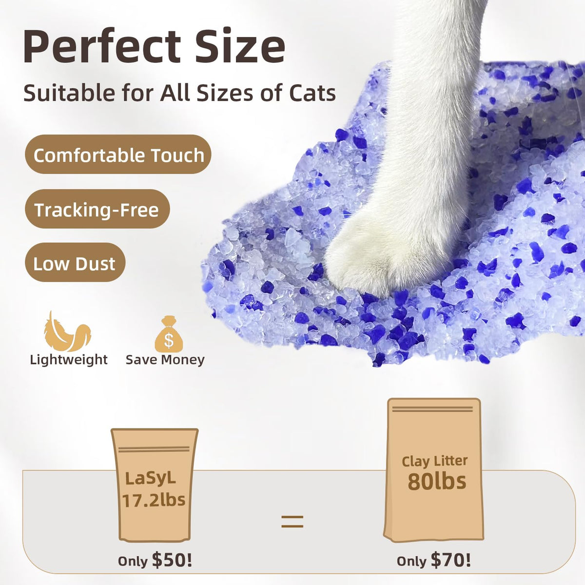 Crystal Cat Litter Silica Gel Non-Clumping Unscented 17.2 lb T809538