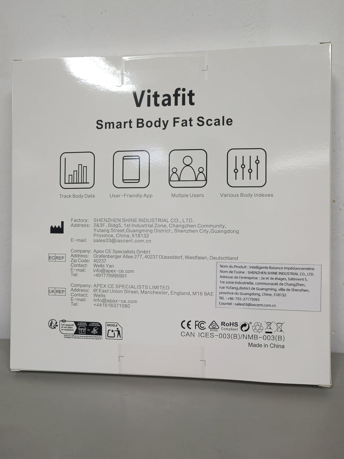 Smart Weight Scale with BMI Body Fat and Muscle, 400lb, Black Z19988