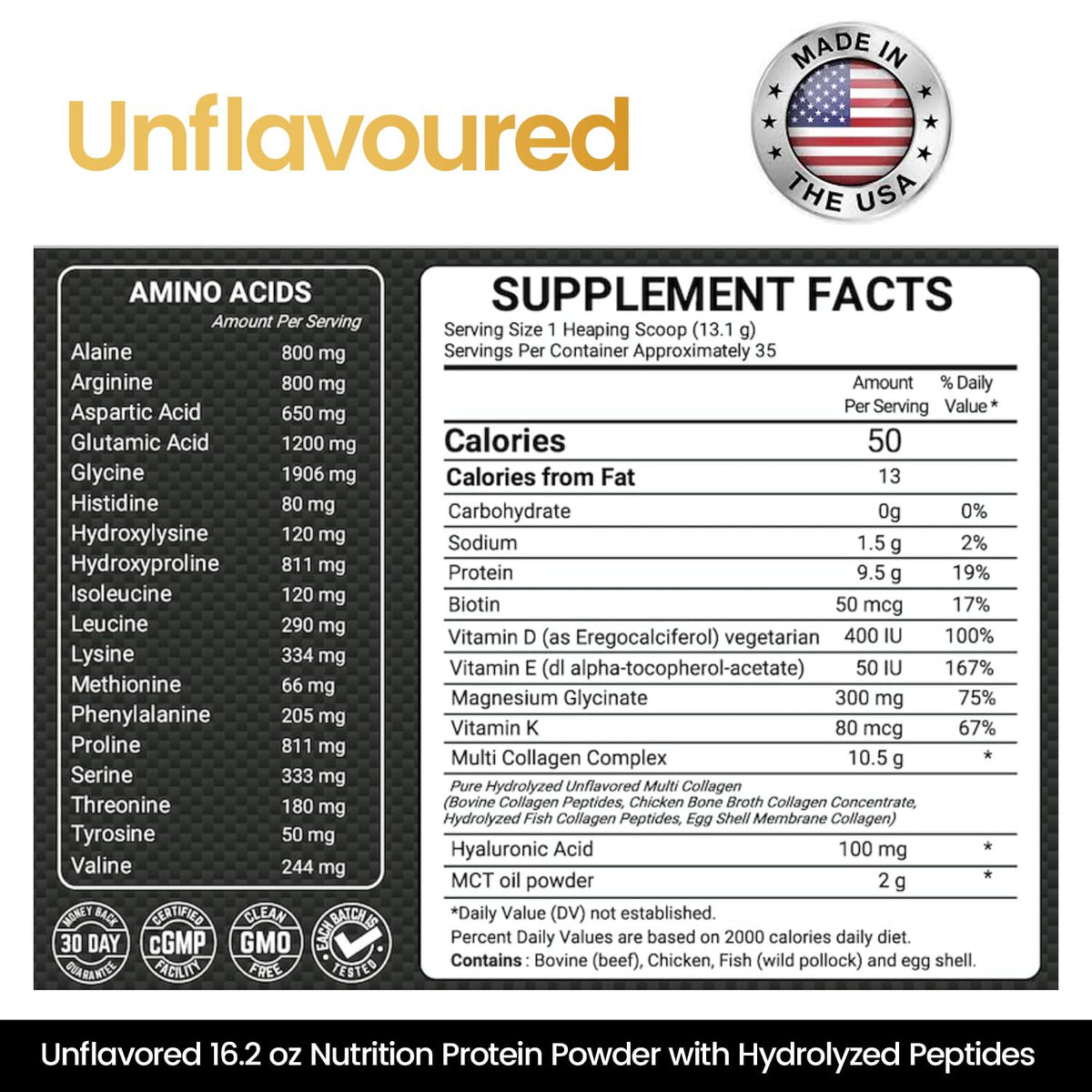 16.2 oz Pack of 2 Unflavored Hydrolyzed Collagen Protein Powder W4757