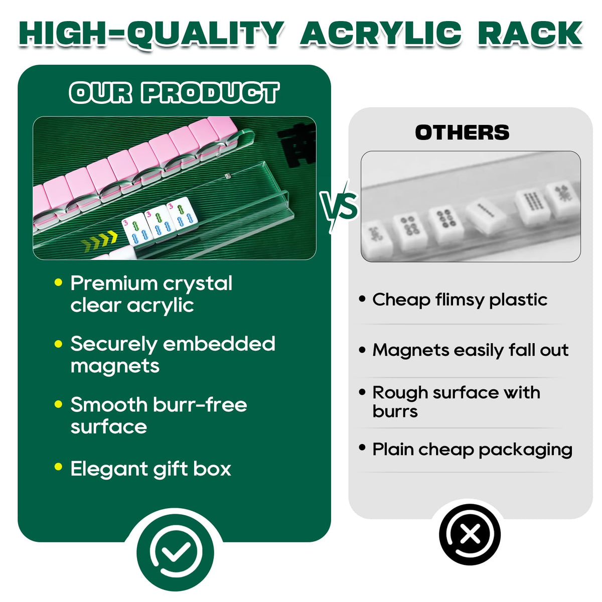 Clear Acrylic Mahjong Racks with Pushers, Set of 4 E77442