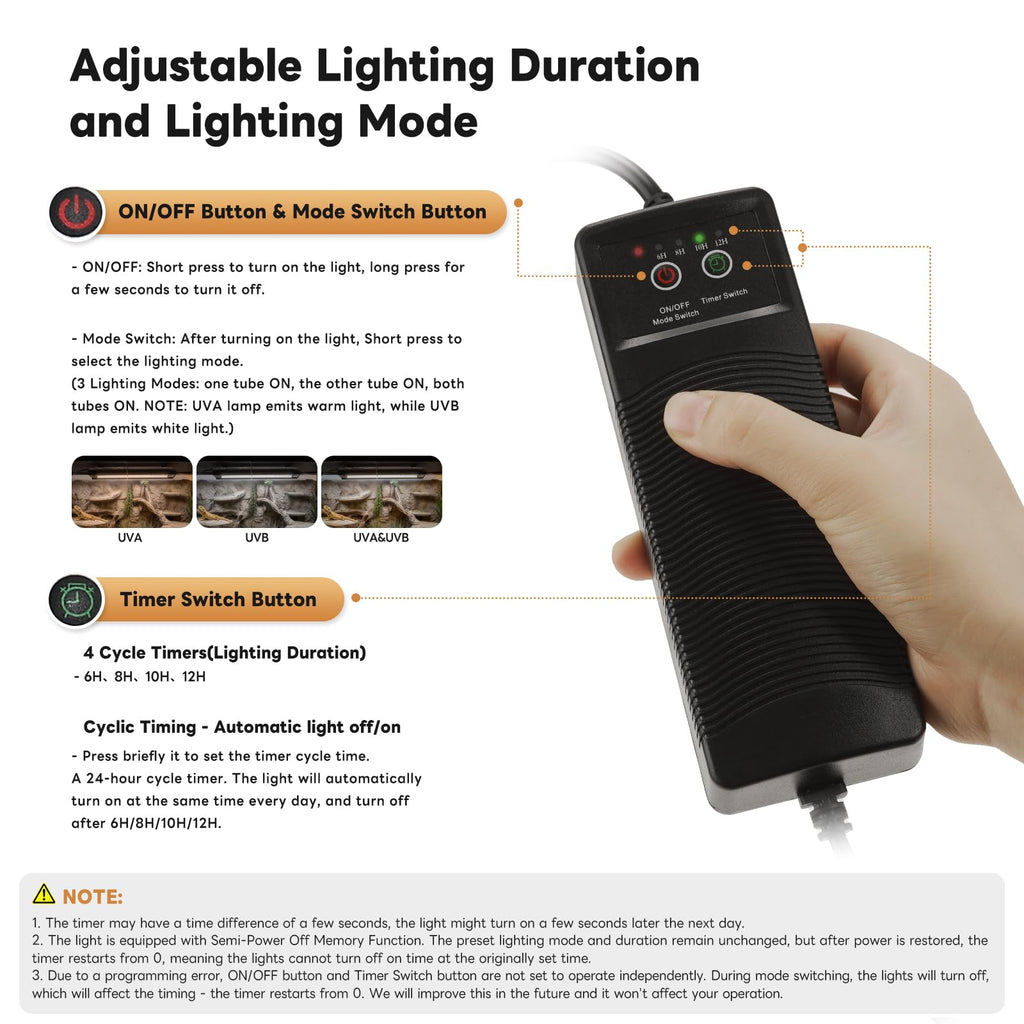12 Inch UVB Reptile Light Fixture with Timer K8385