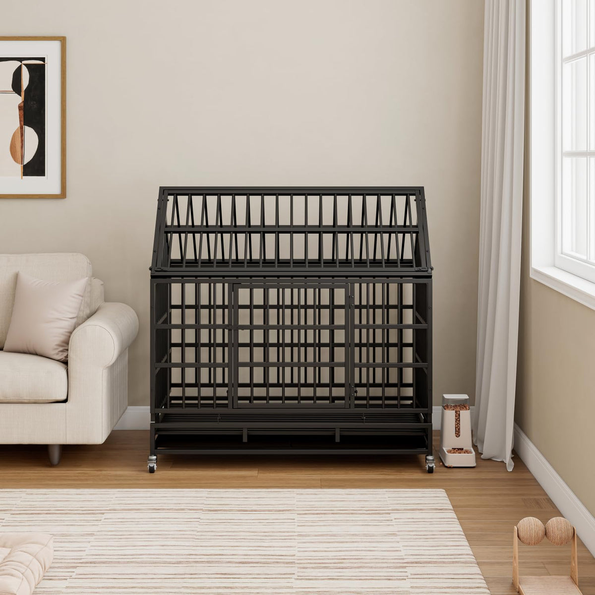 48 Inch Heavy Duty Dog Crate with Wheels U41629