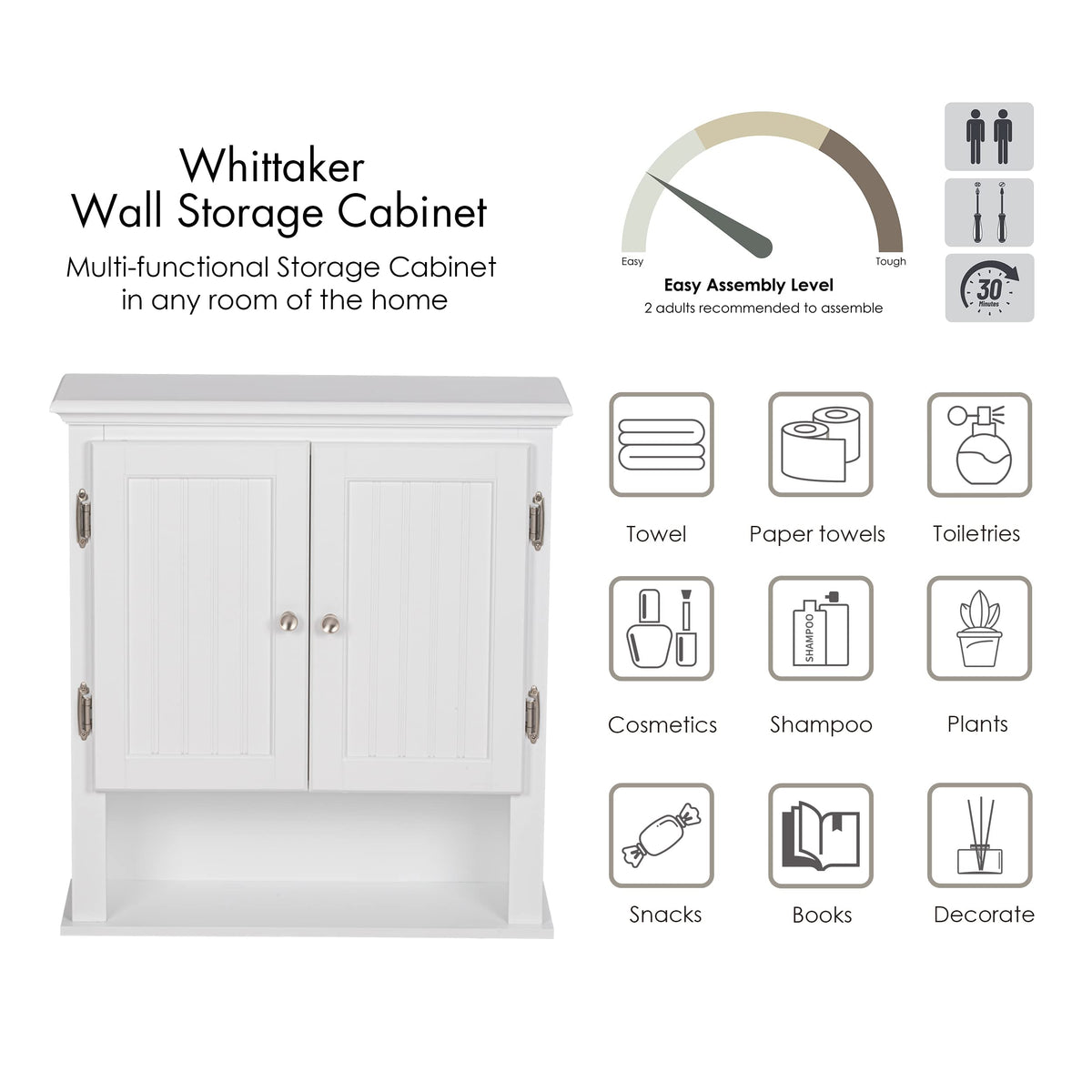 White Wall-Mounted Bathroom Cabinet L92613