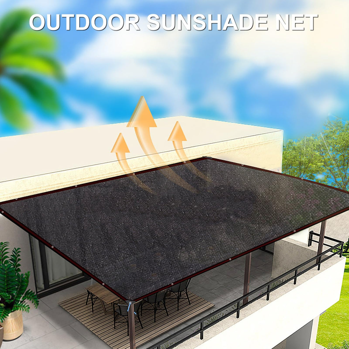 80-90% UV Protection Shade Cloth with Grommets 8x8m Y8062