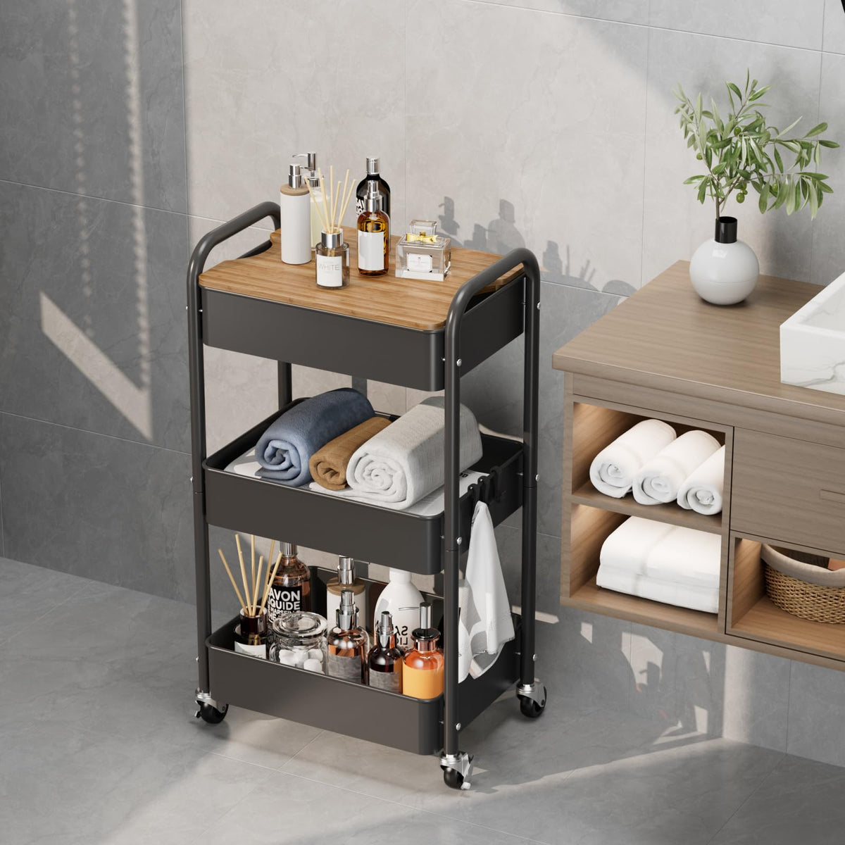 3-Tier Rolling Metal Utility Cart U165484