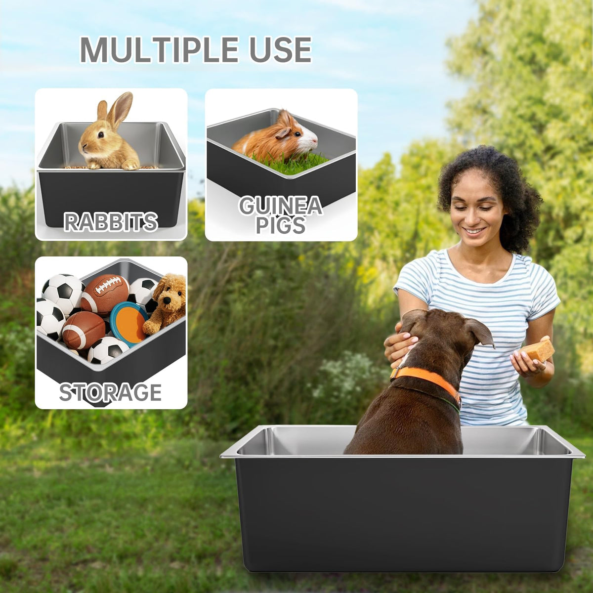 High Sided Stainless Steel Cat Litter Box Y23225