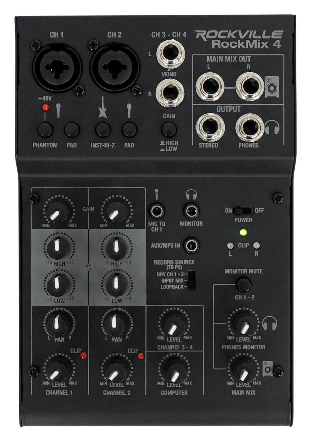 4-Channel Pro Recording Mixer with USB Interface O324105