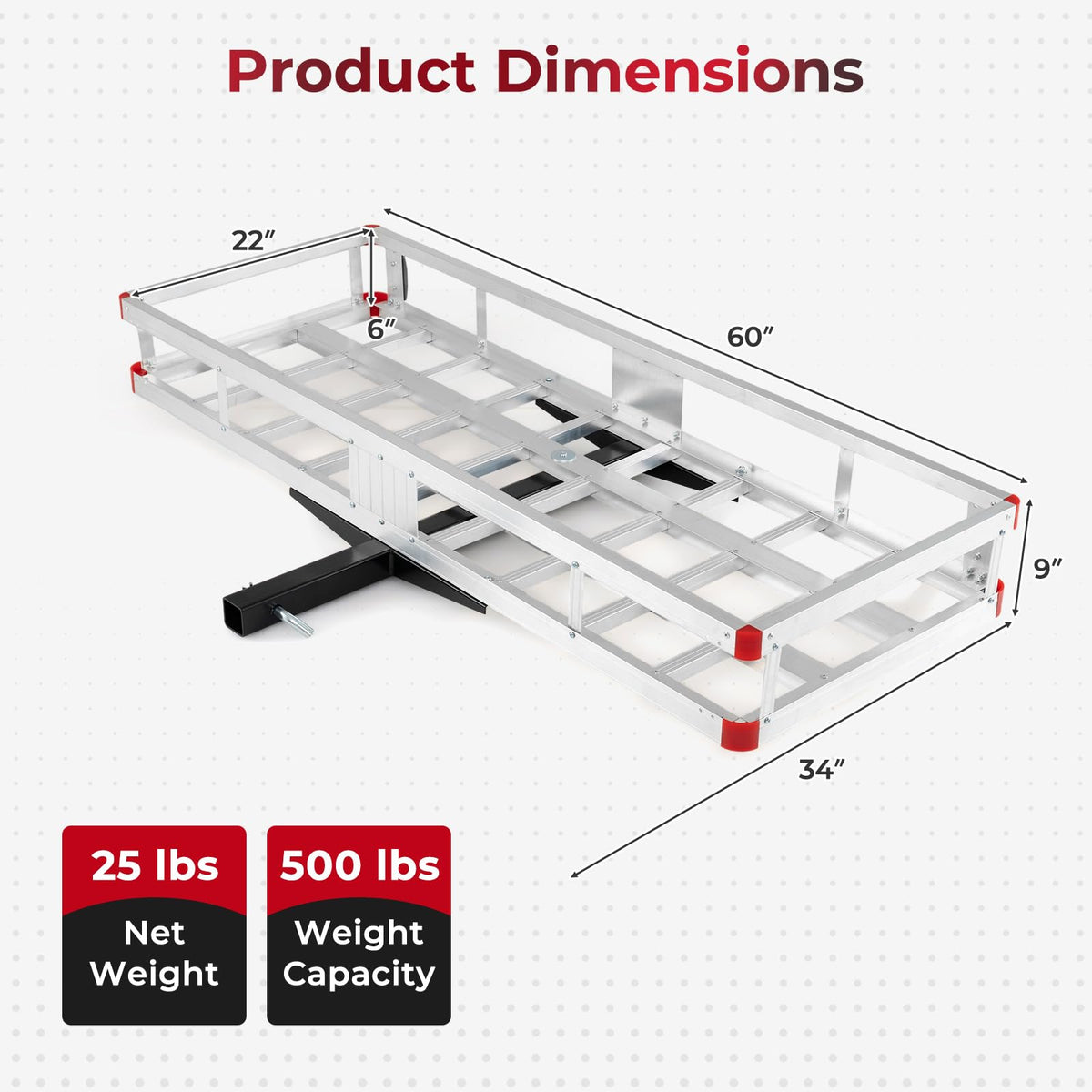 Aluminum Hitch Mount Cargo Carrier with 9" Side Rails, 500 lbs Capacity T485531