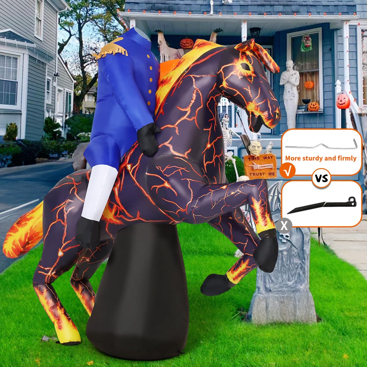 6FT Halloween Inflatables Headless Horseman with Built-in LEDs K4554
