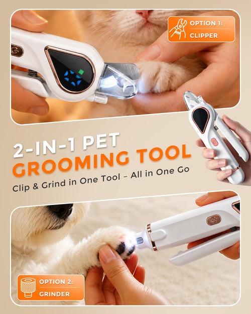 2-in-1 Dog Nail Clippers & Cat Grinder with Dual LED Lights U169