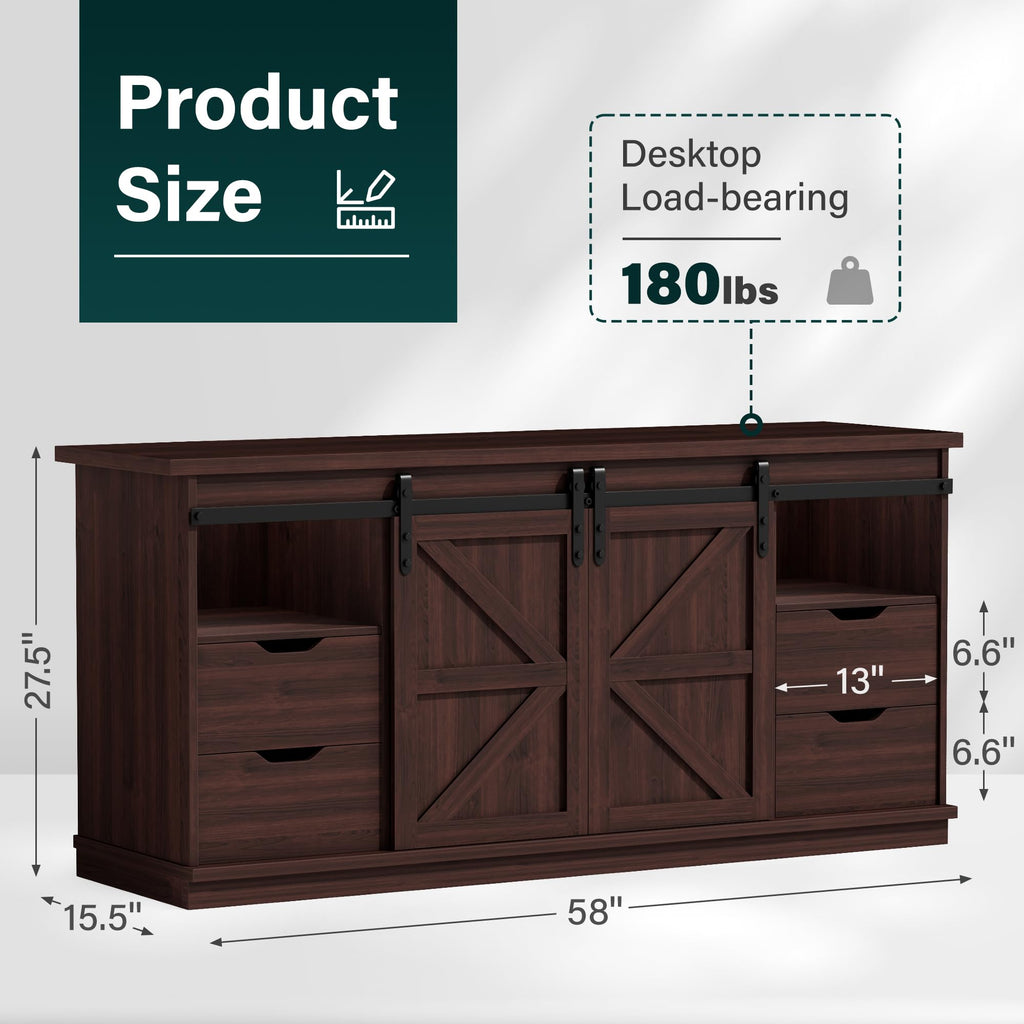 Rustic Oak 4 Drawer TV Stand N4158