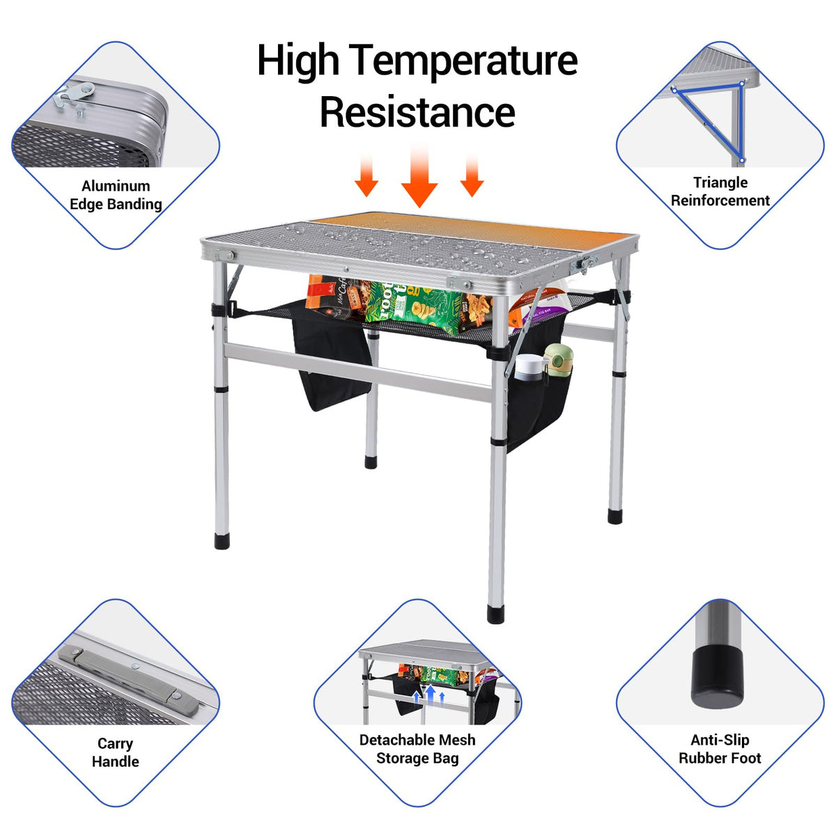 Height Adjustable Aluminum Folding Table F1051