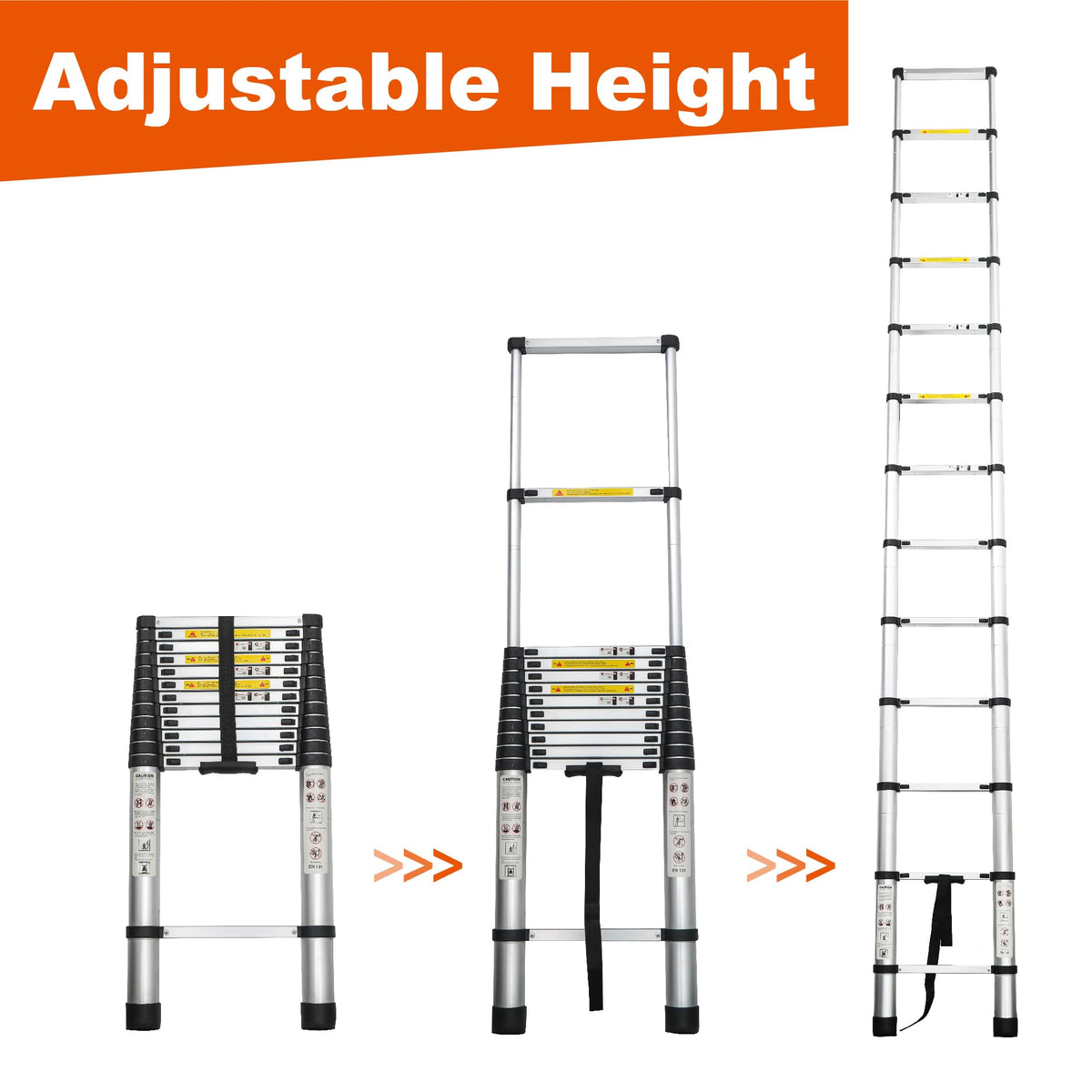 12.5FT Aluminum Telescoping Ladder 300 lbs C391