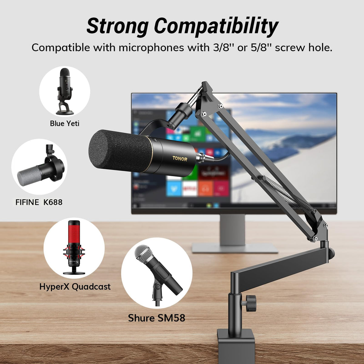 USB Condenser Microphone with Boom Arm B848