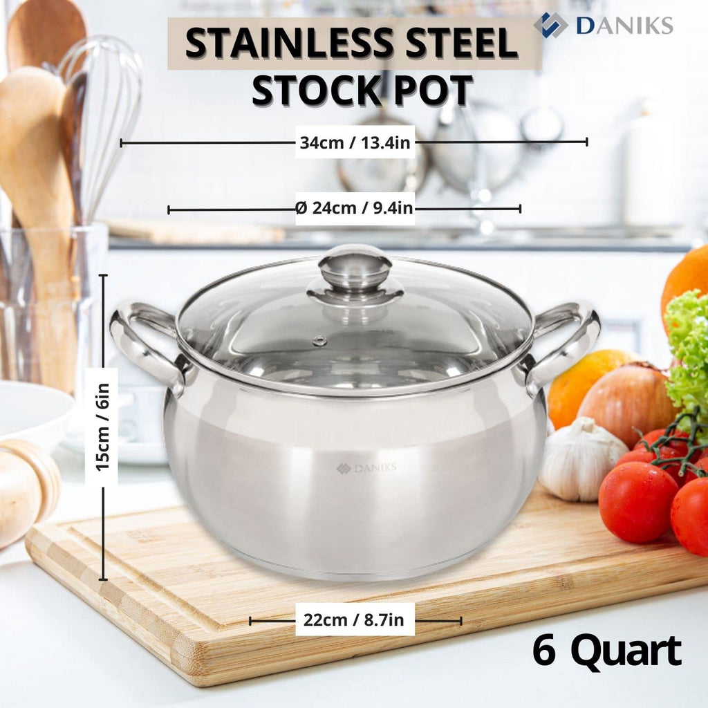 6.5 Quart Stainless Steel Stock Pot with Glass Lid G22125