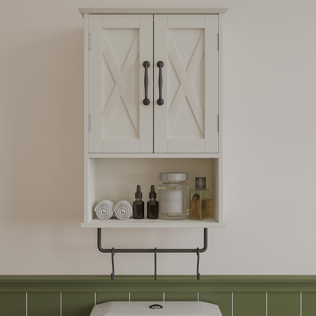 Small Medicine Cabinet with Towel Bar and 3 Hooks B4713