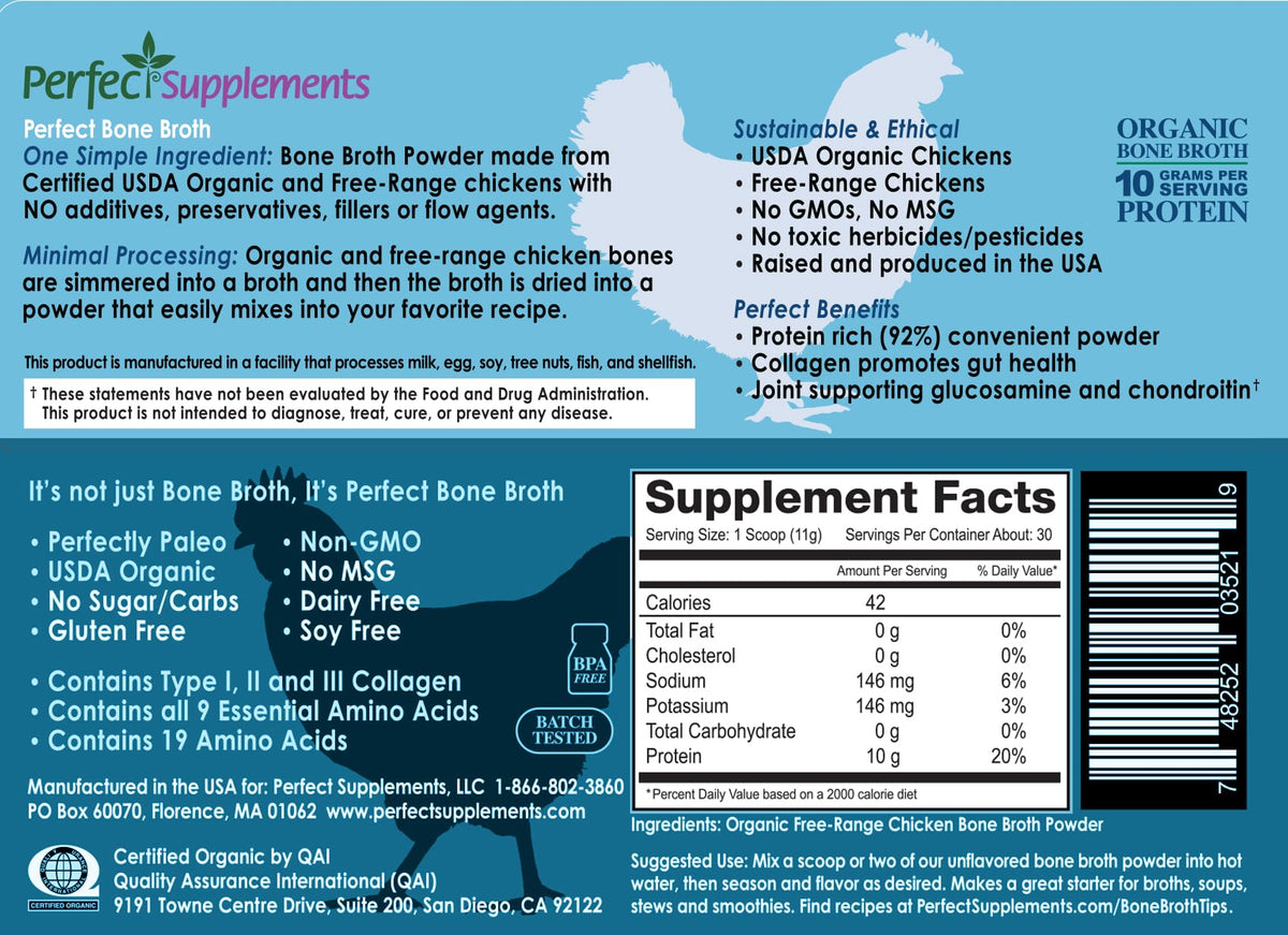 Organic Chicken Bone Broth Powder 330g 30 Servings T822