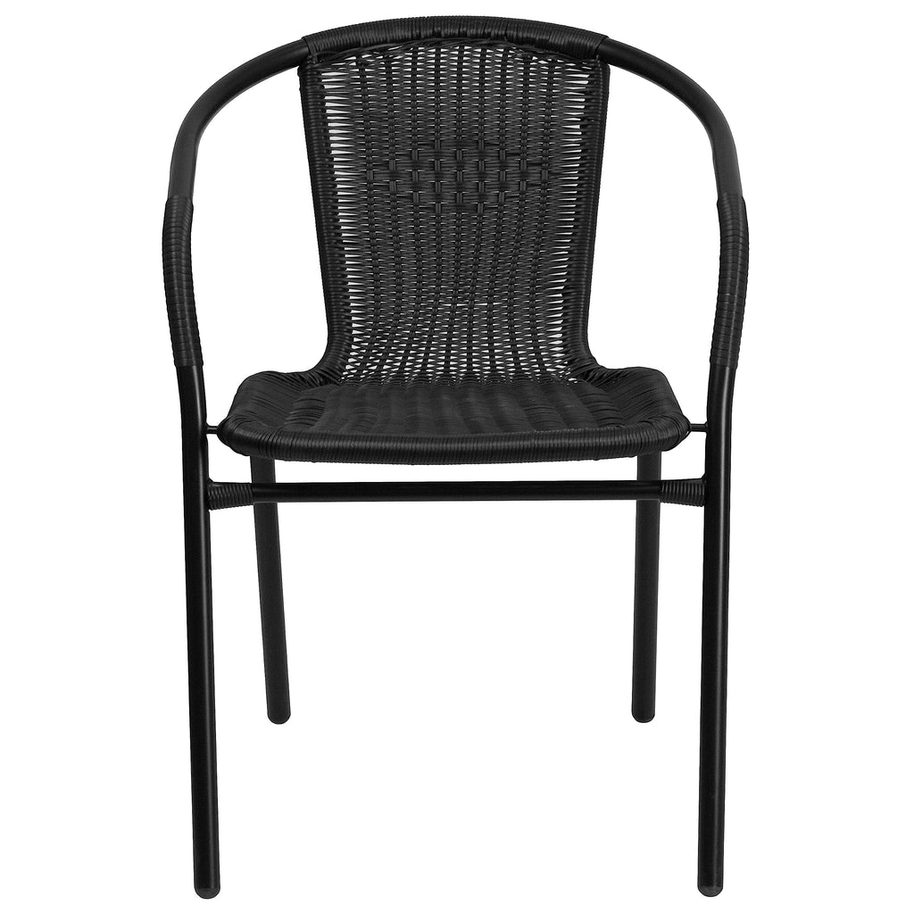 Black Rattan Stackable Dining Chairs Set of 4 Y1824