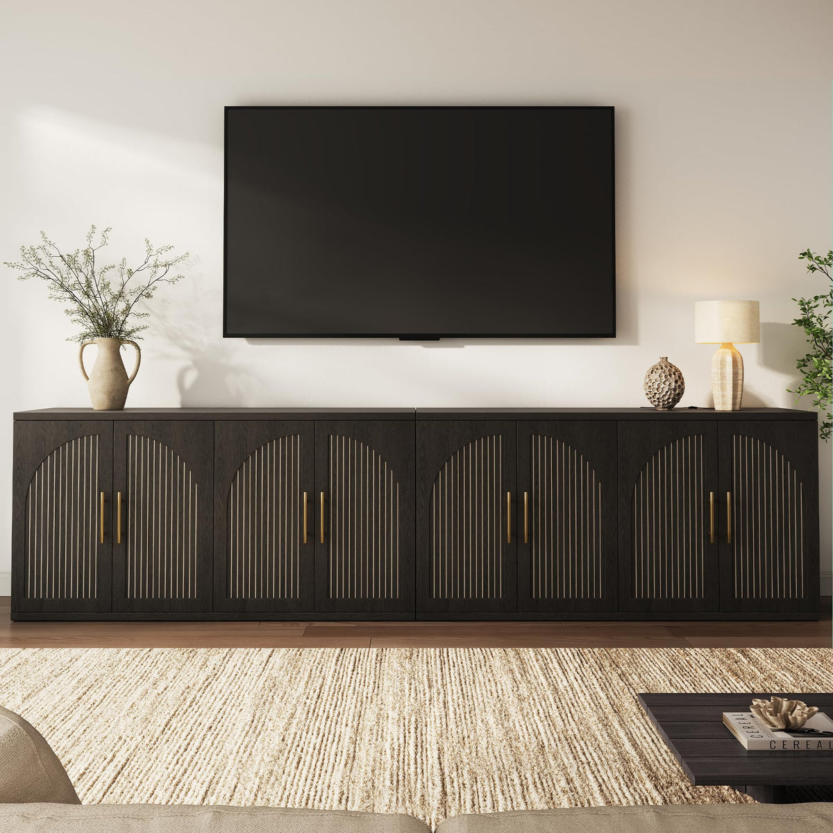 63" Black Wood Buffet Cabinet with Storage V36049