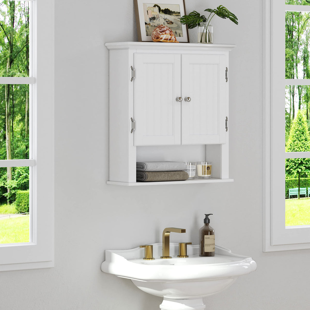 White Wall-Mounted Bathroom Cabinet L92613