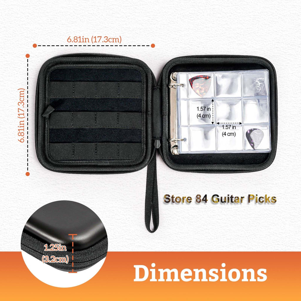 Black Guitar Pick Case Holds 84 pcs Picks R9791