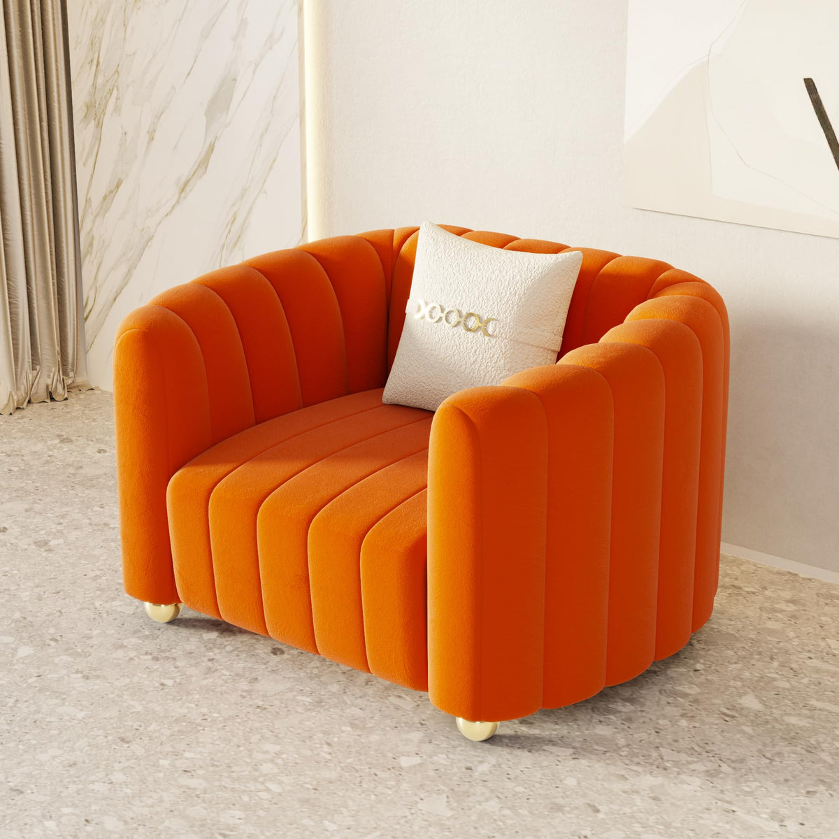 42" Velvet Sofa Chair with Gold Metal Legs A937