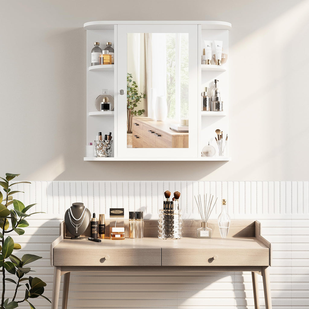 White Wall Mounted Medicine Cabinet with Mirror V79885