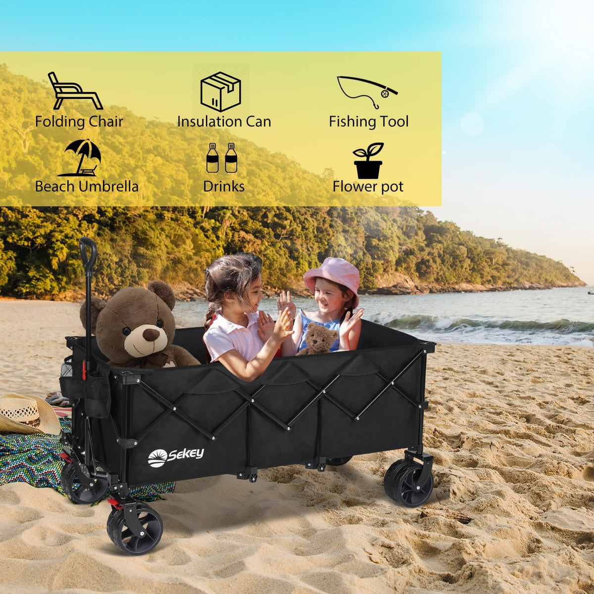 300L Extended Collapsible Wagon, 660 lb Capacity A58655