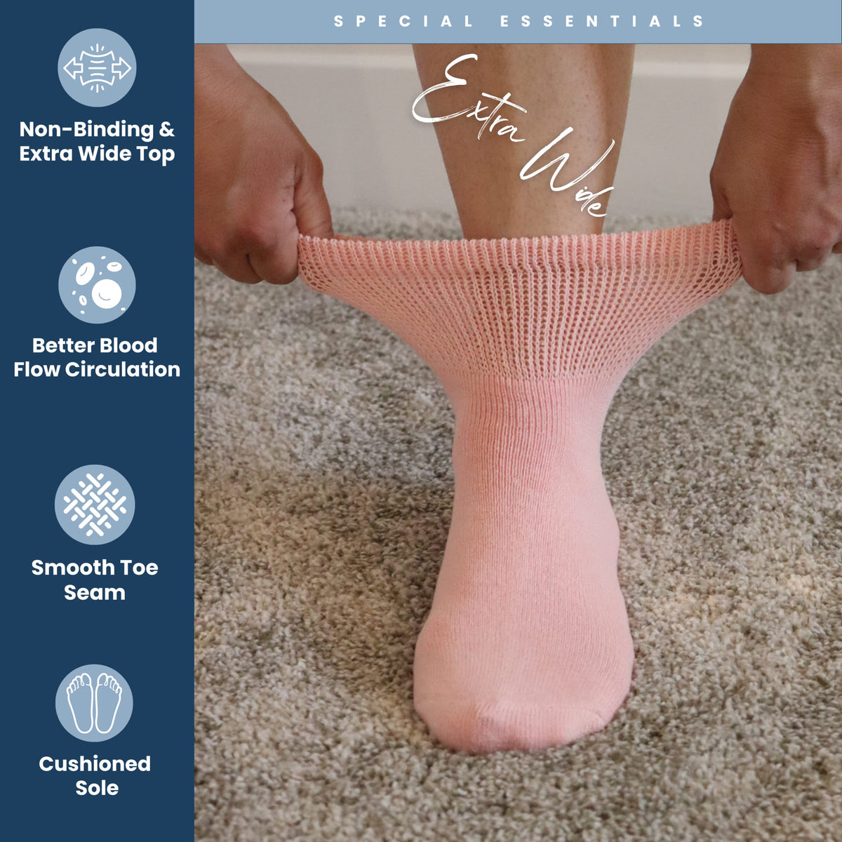Women's Diabetic Ankle Socks, 6 Pairs, Non-Binding B643