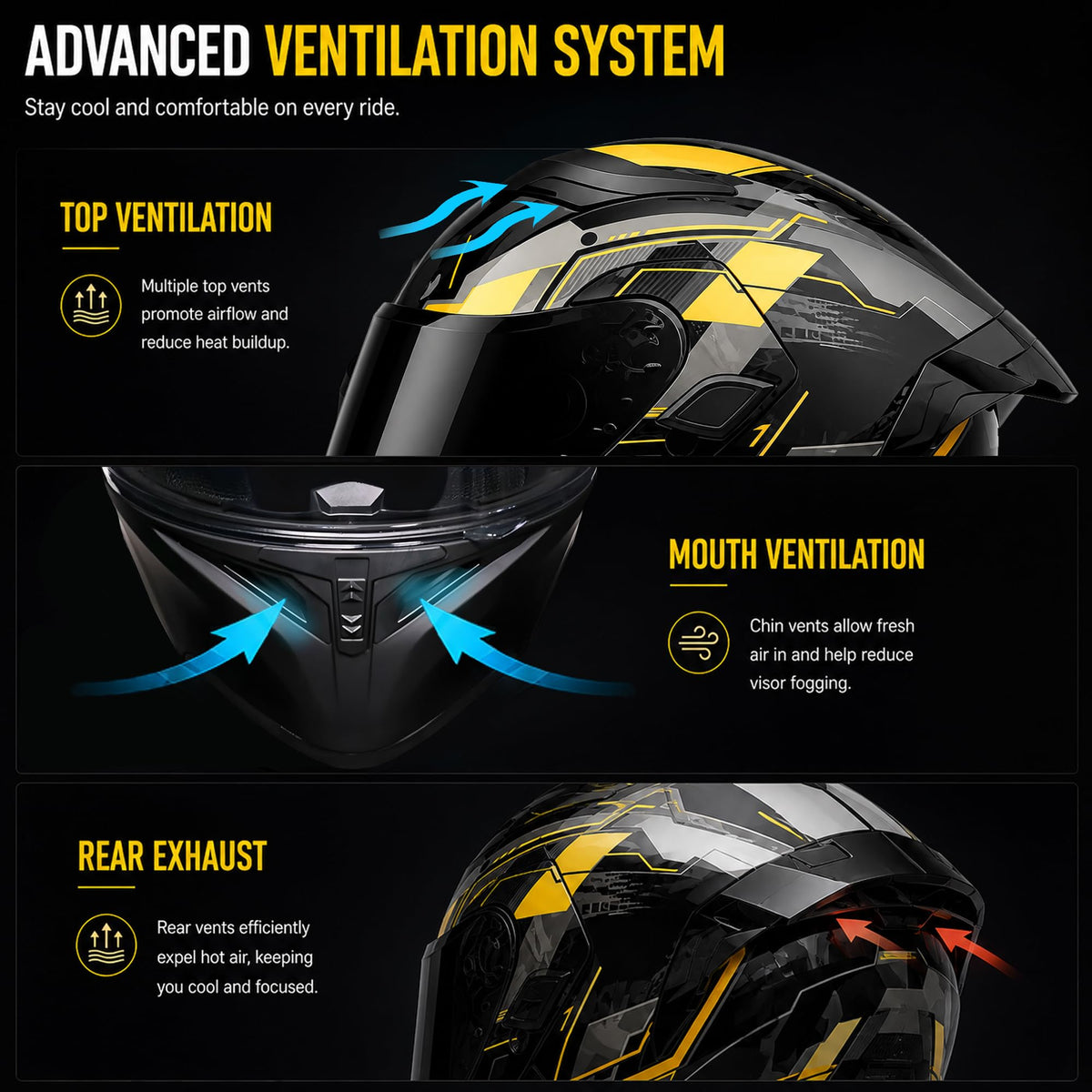 Bluetooth Modular Flip Up DOT Approved Full Face Motorcycle Helmet U180344