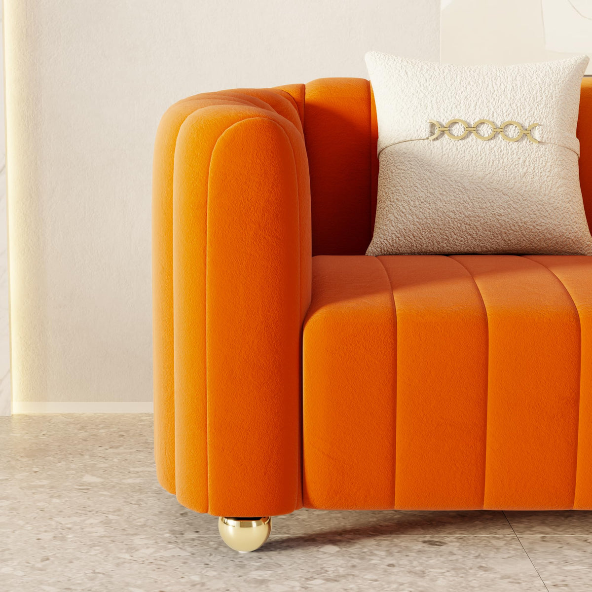 42" Velvet Sofa Chair with Gold Metal Legs A937