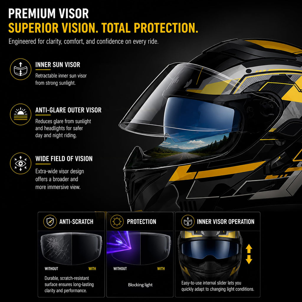 Bluetooth Modular Flip Up DOT Approved Full Face Motorcycle Helmet U180344