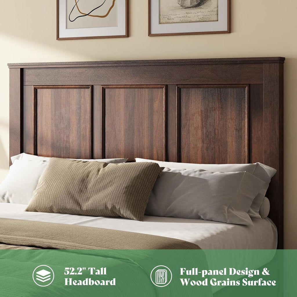 52.2" Full Size Farmhouse Bed Frame with Headboard Y542393