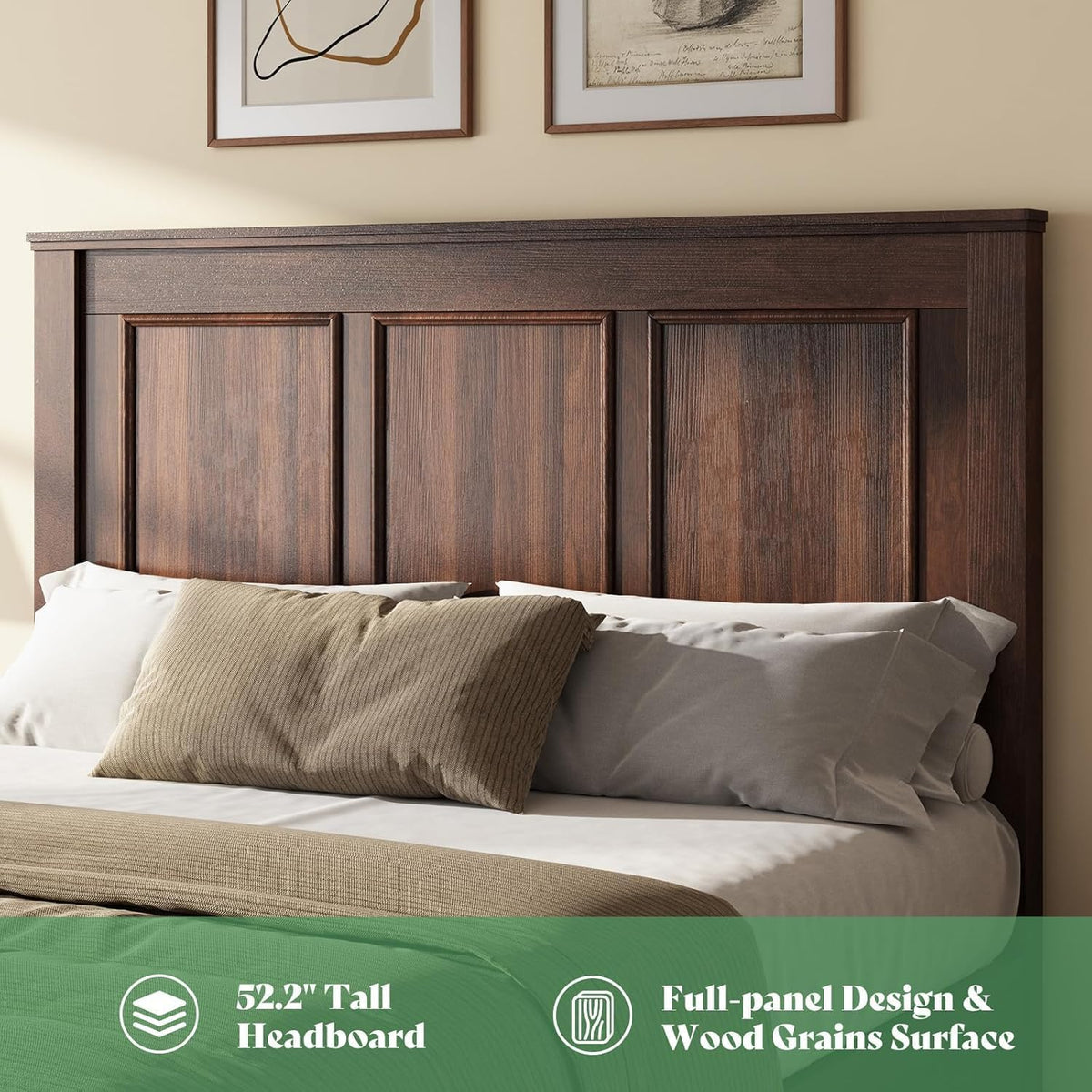 52.2" Full Size Farmhouse Bed Frame with Headboard Y542393