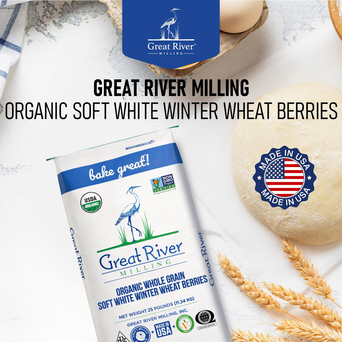 Organic Soft White Wheat Berries 25 lb Q677