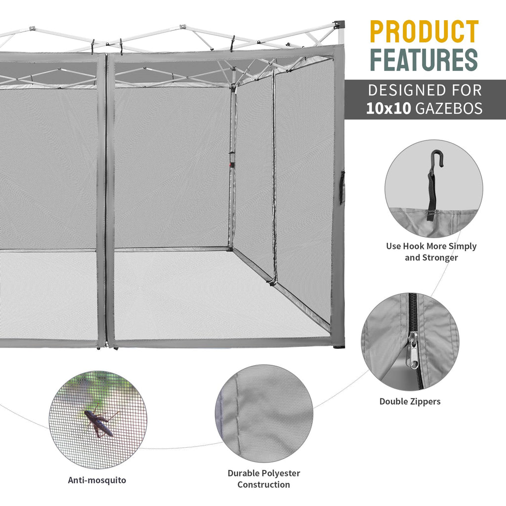 Gazebo Replacement Mosquito Netting 10 x 10ft Grey Z696