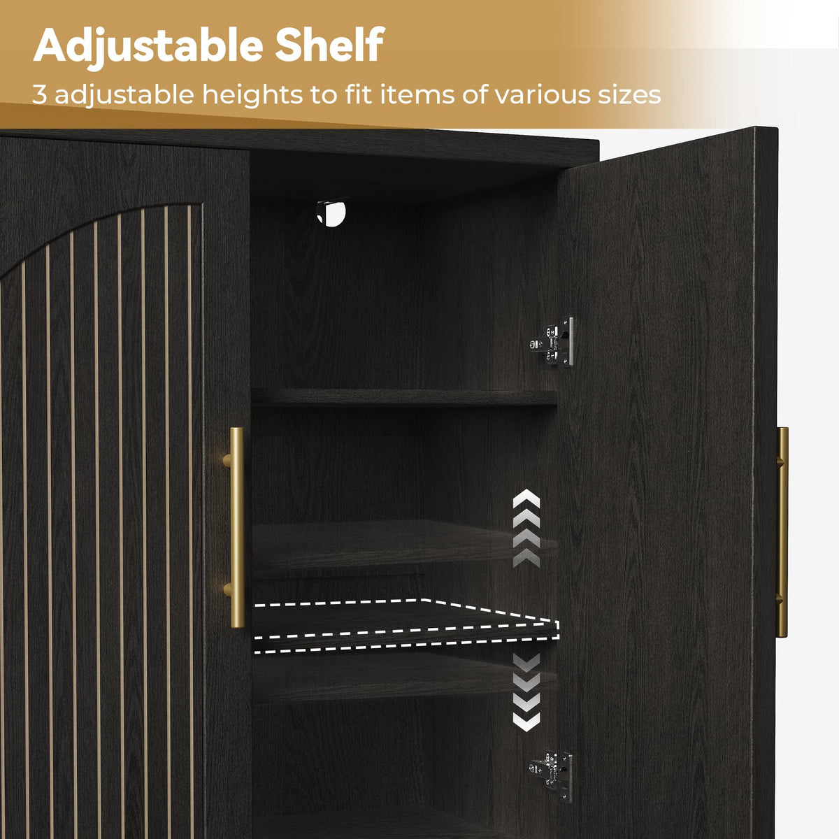 63" Black Wood Buffet Cabinet with Storage V36049