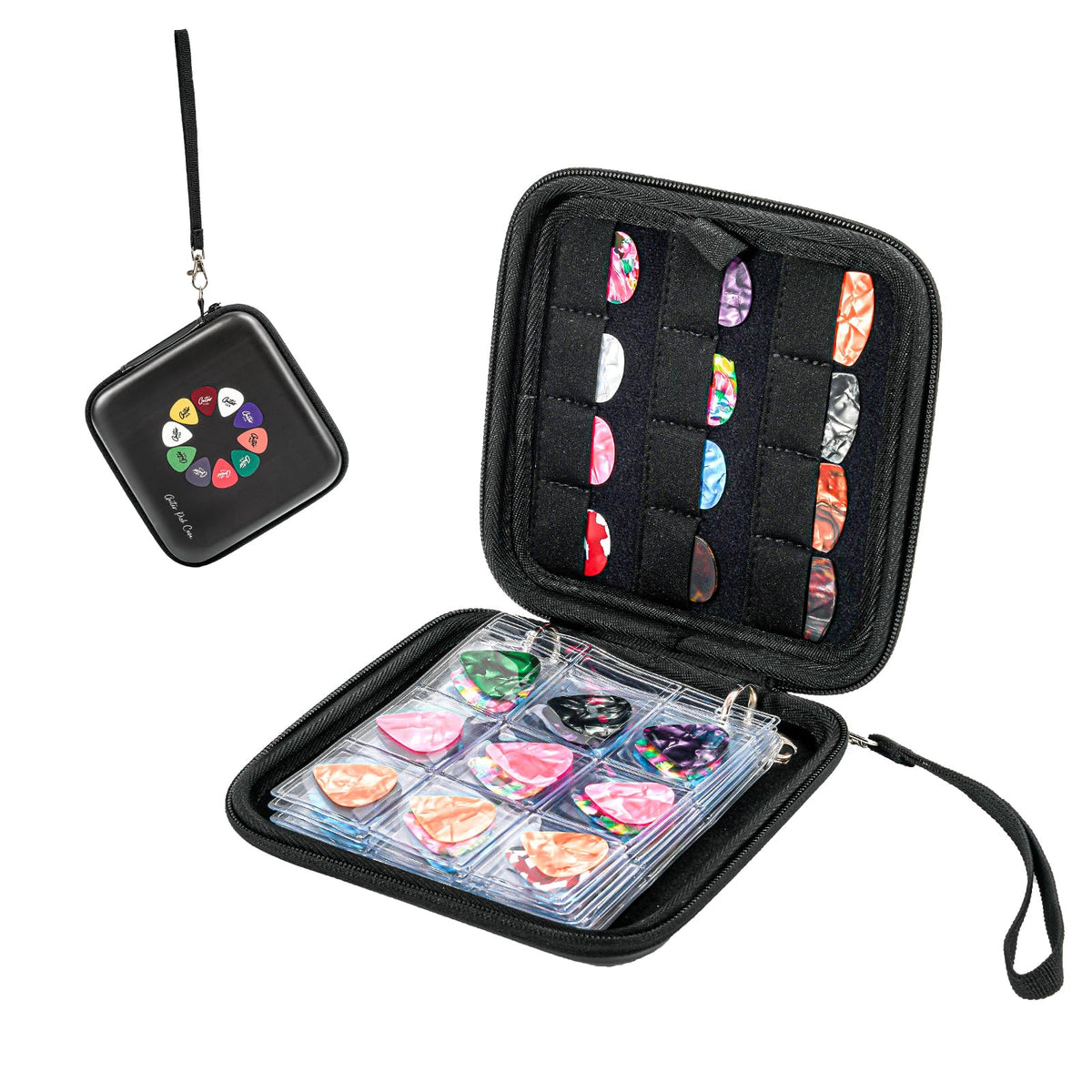 Black Guitar Pick Case Holds 84 pcs Picks R9791