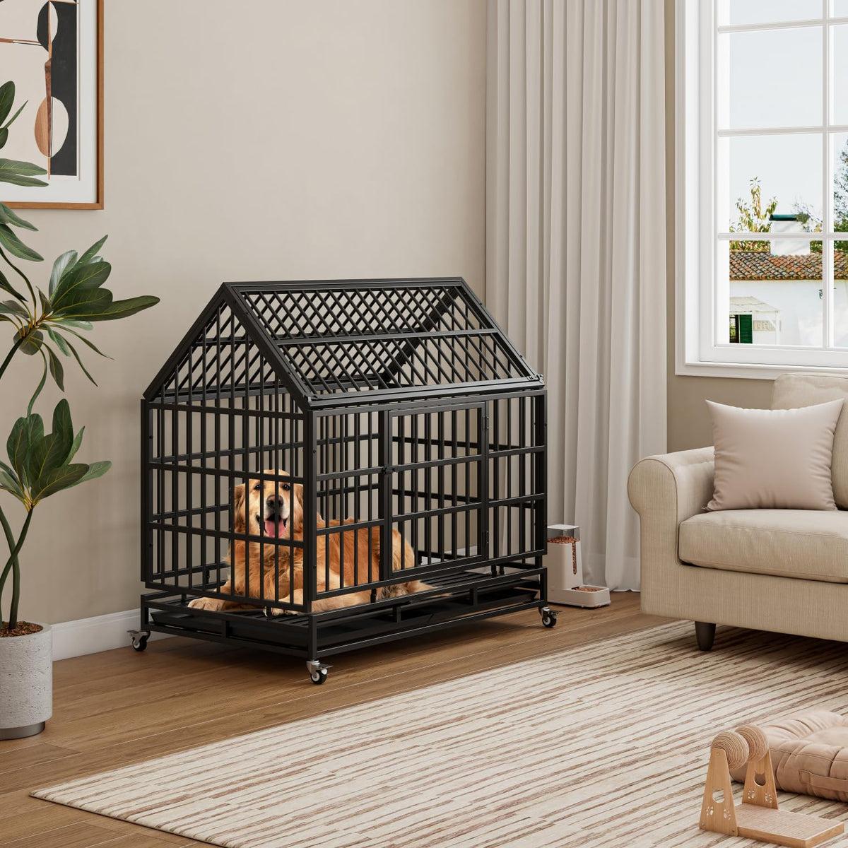 48 Inch Heavy Duty Dog Crate with Wheels U41629