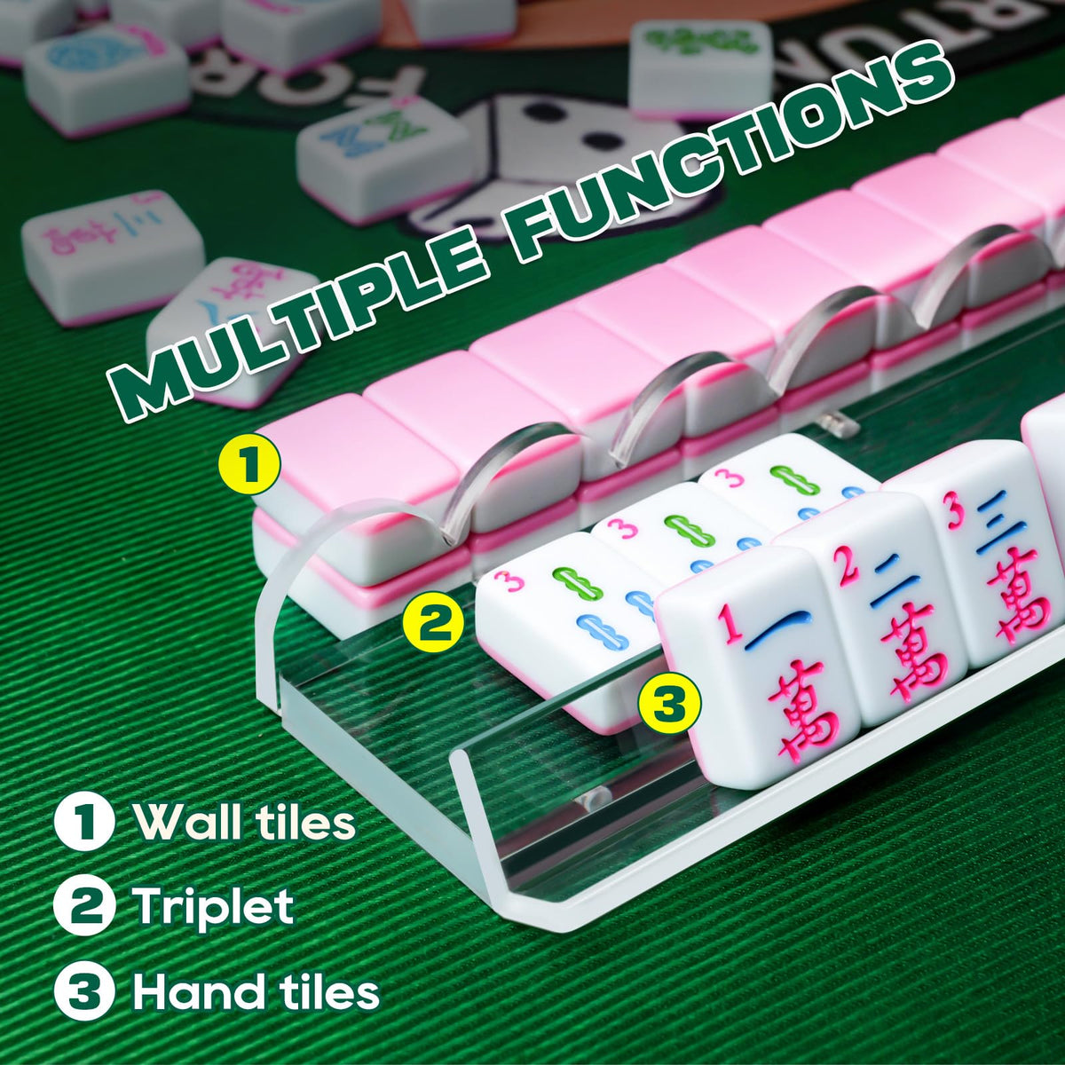 Clear Acrylic Mahjong Racks with Pushers, Set of 4 E77442