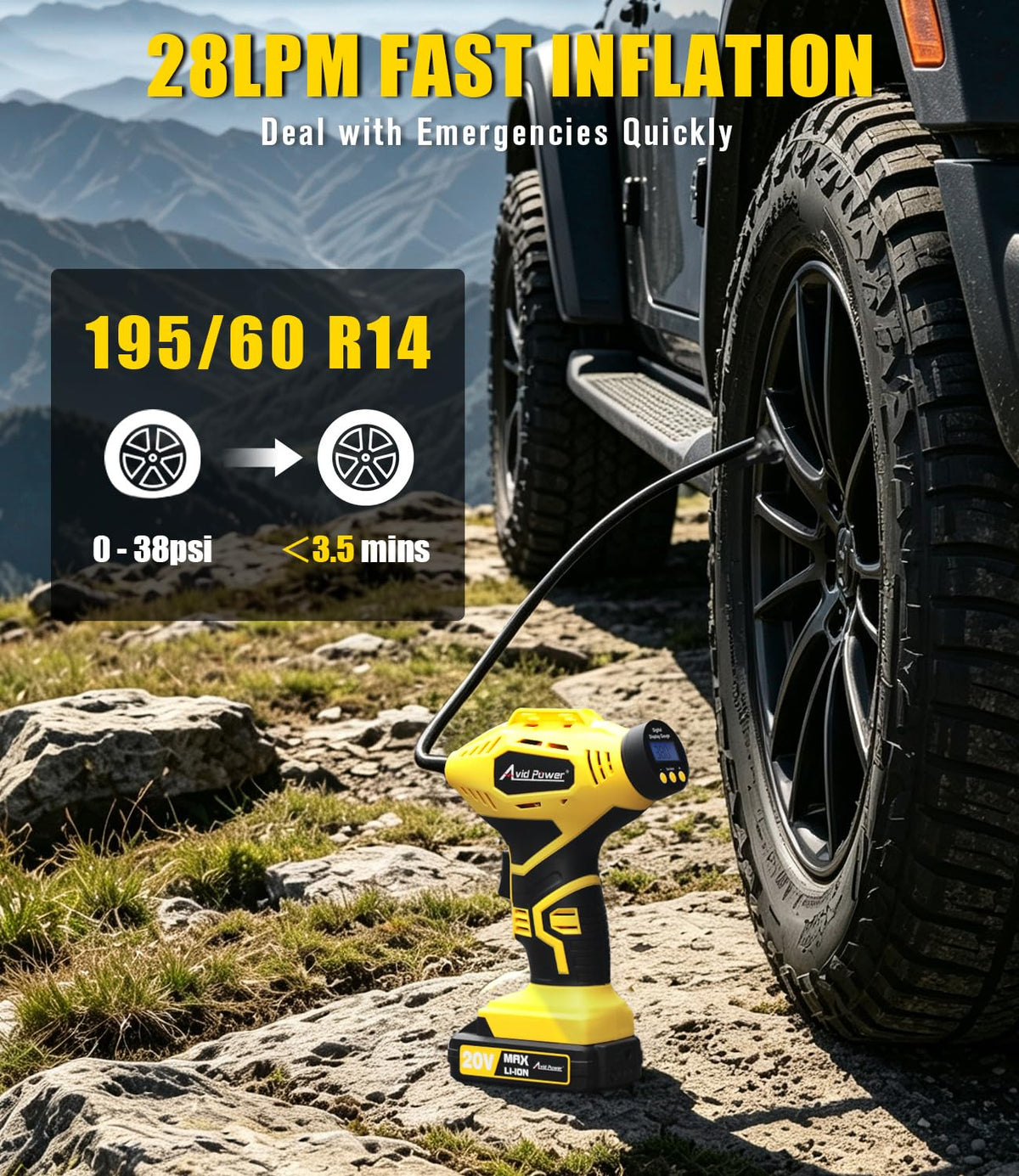20V Cordless Tire Inflator Portable Air Compressor B803