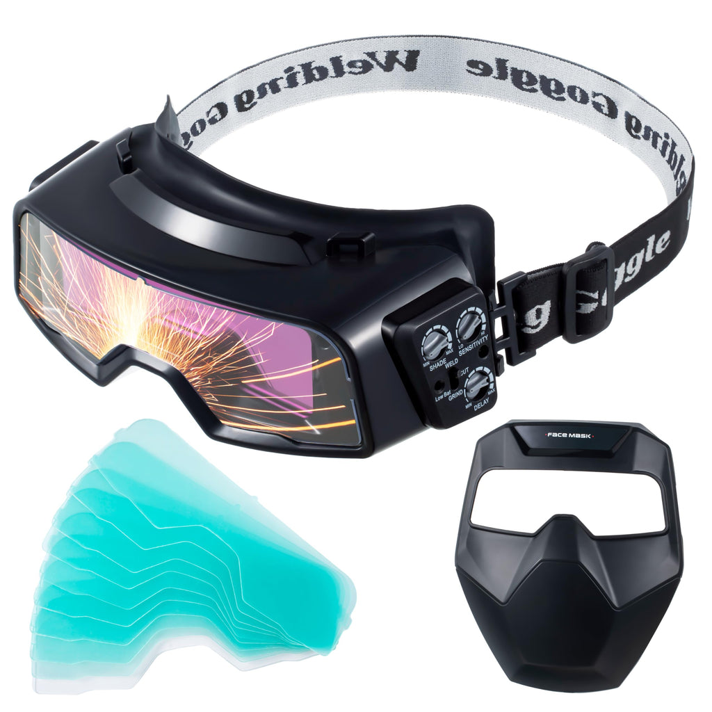 Auto Darkening Welding Goggles with Welder Mask and 10 Replacement Lenses J761