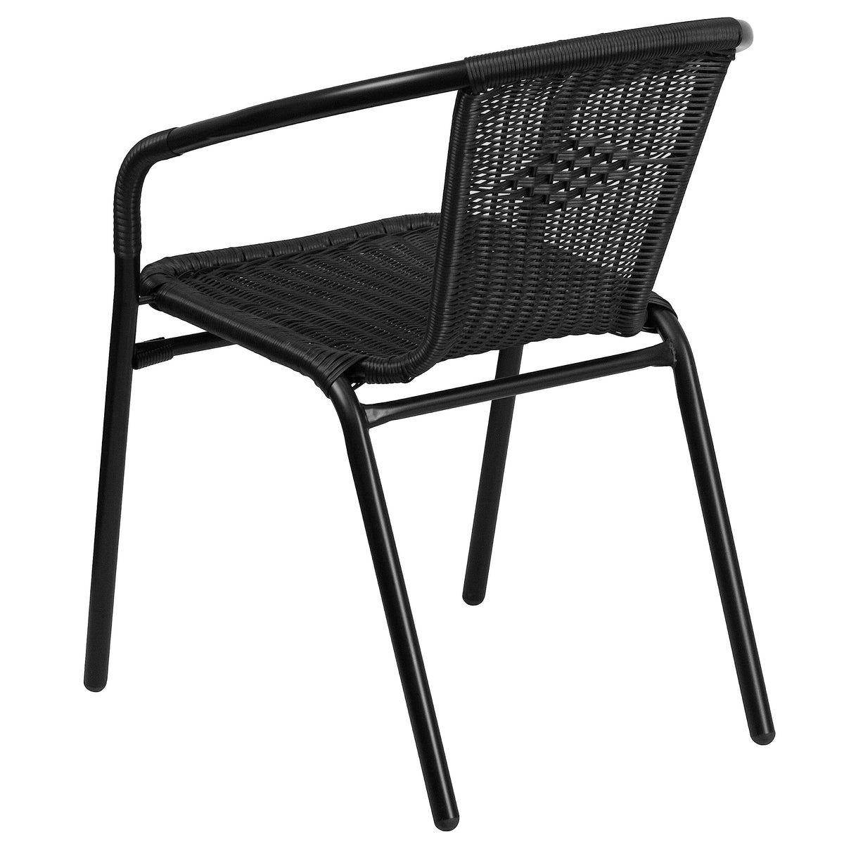 Black Rattan Stackable Dining Chairs Set of 4 Y1824
