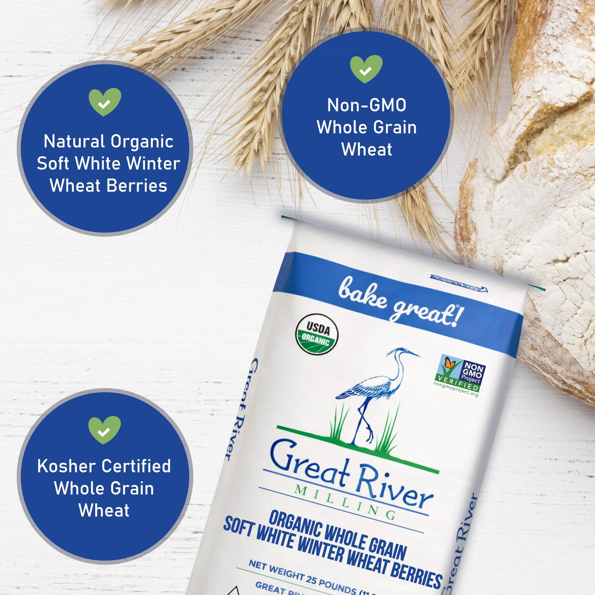 Organic Soft White Wheat Berries 25 lb Q677