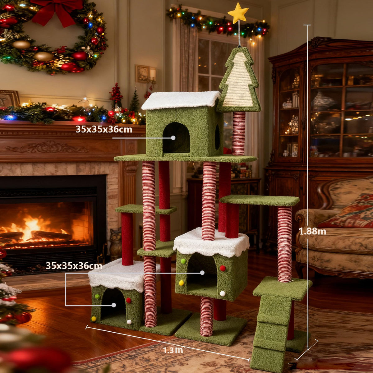 70 Inch Cat Tree with 3 Condos & Climbing Ladder G774
