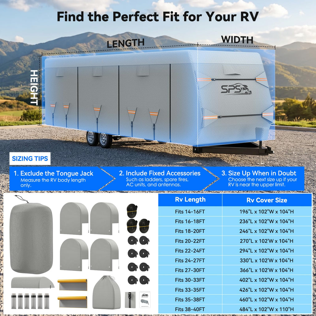 Waterproof Ripstop Travel Trailer RV Cover 24-27ft F9143