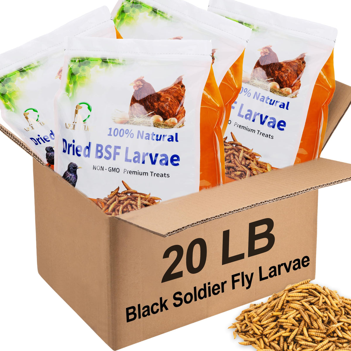 Black Soldier Fly Larvae Chicken Feed 20LB N127106