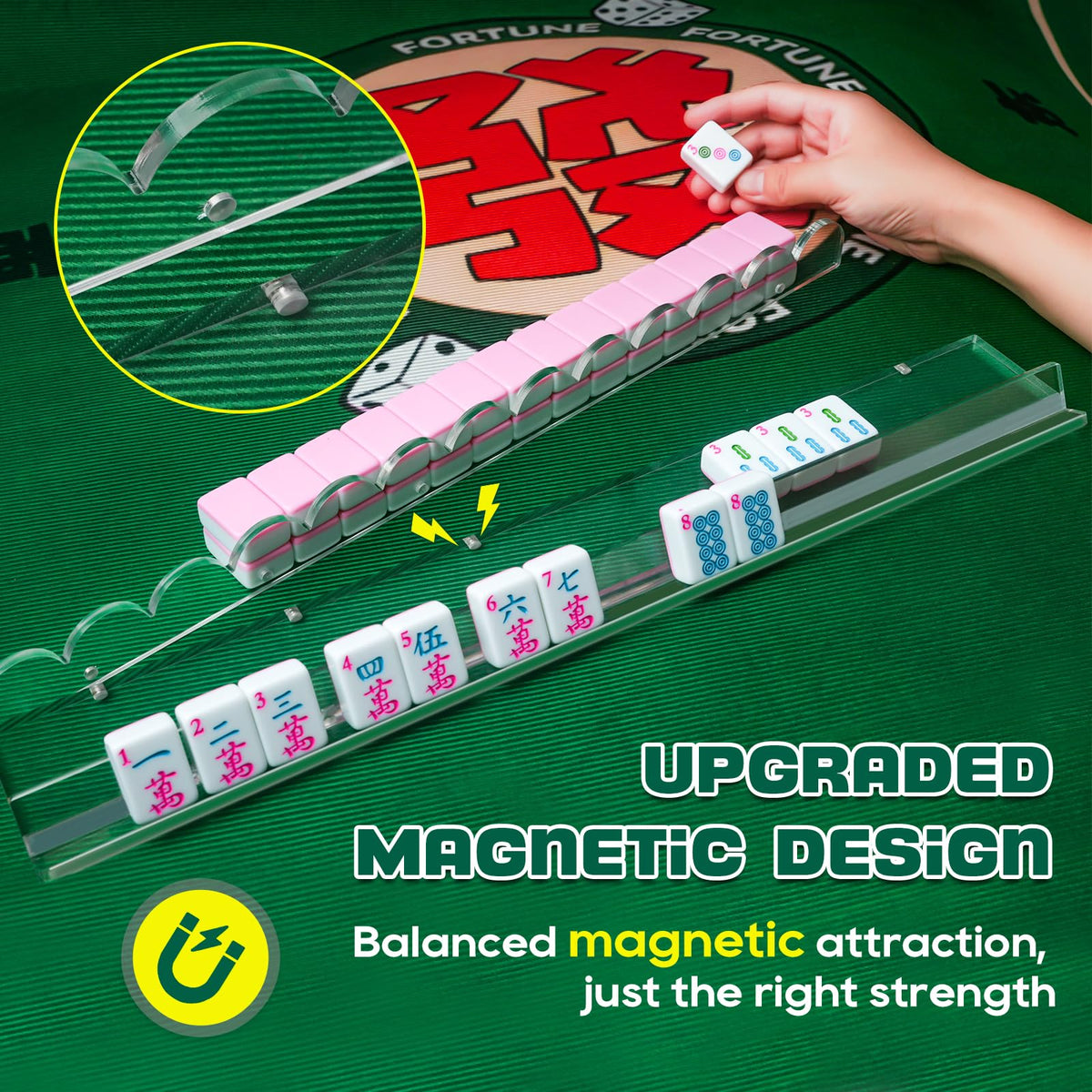 Clear Acrylic Mahjong Racks with Pushers, Set of 4 E77442