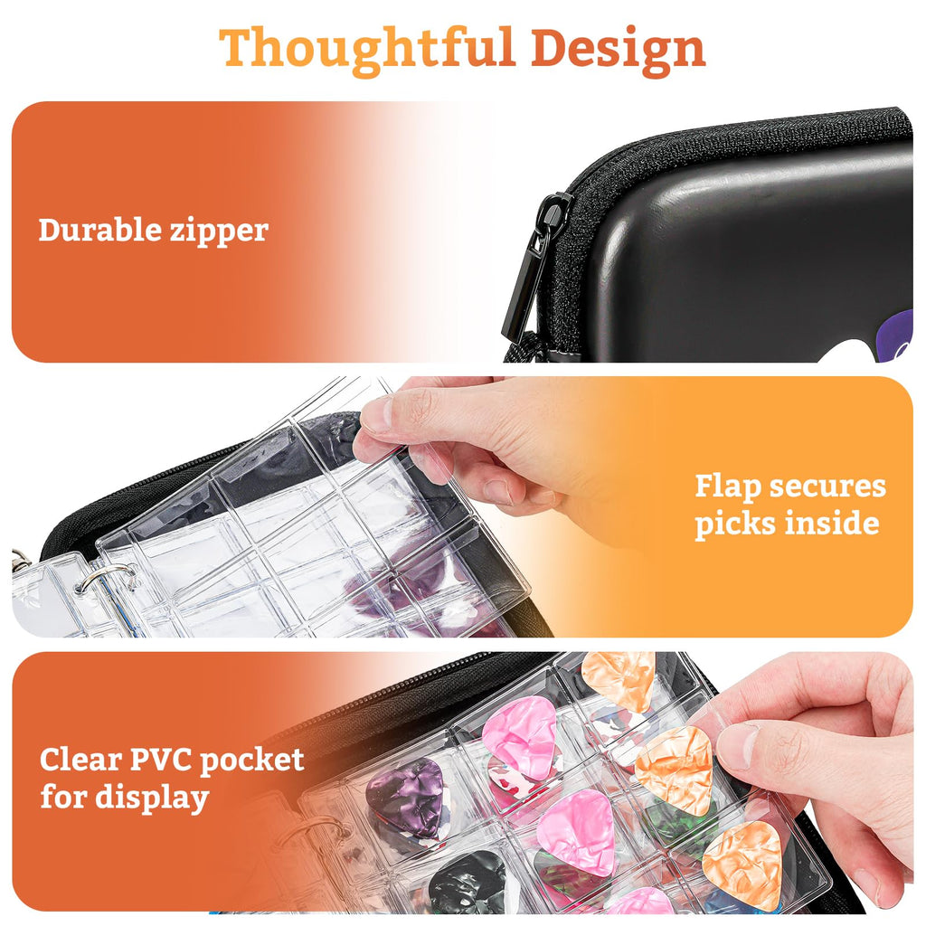 Black Guitar Pick Case Holds 84 pcs Picks R9791